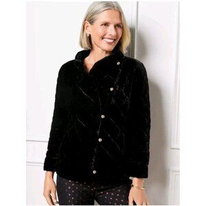 NWOT Talbots Quilted Down-Filled Puffer Evening Jacket Black Velvet New Size 12